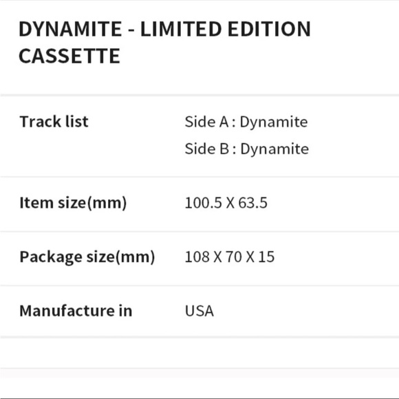 [LIMITED EDITION] BTS DYNAMITE VINYL & CASSETTE SET - BRAND NEW, SEALED - Picture 5 of 5